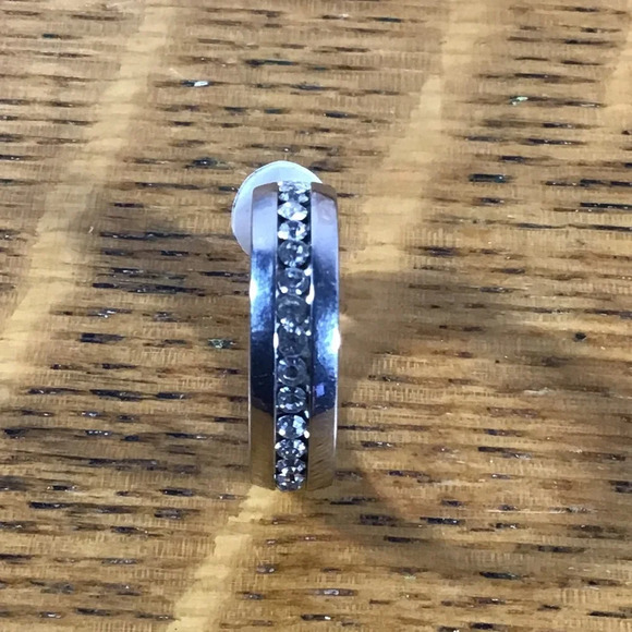 Silver Stainless Steel Cubic Zirconia Band Ring - Picture 4 of 4